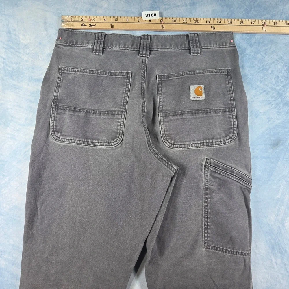 Carhartt Mens Relaxed Fit Canvas Work Pants Gray 32x32 Utility Carpenter Trouser